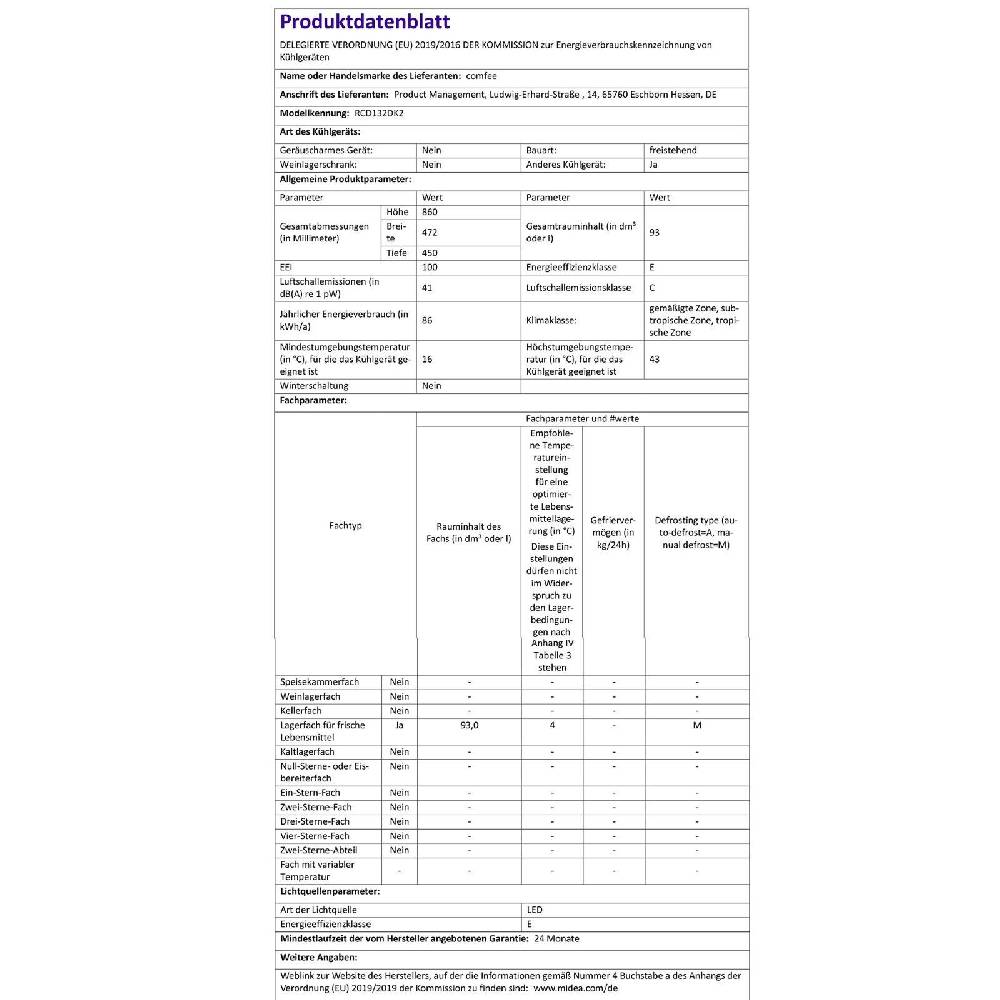 ROTCOM Deutschland Kühlschrank Tischmodell 93 L Schwarz Wendetür Comfee RCD132DK2 Bis zu 65% Rabatt