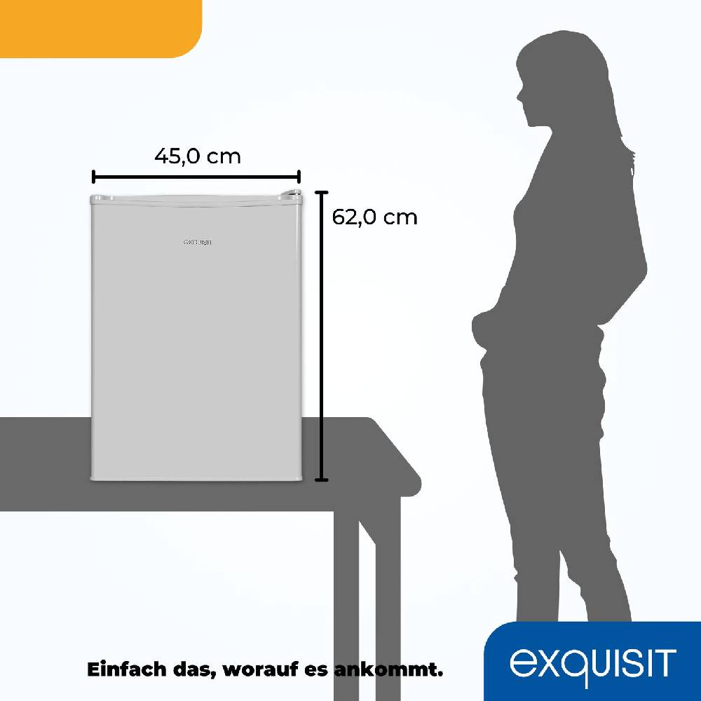 Exquisit Direkt Exquisit Mini Kühlschrank KB560-V-091E grau | 45cm Breite | LED | Türablagen Kostenloser Versand international