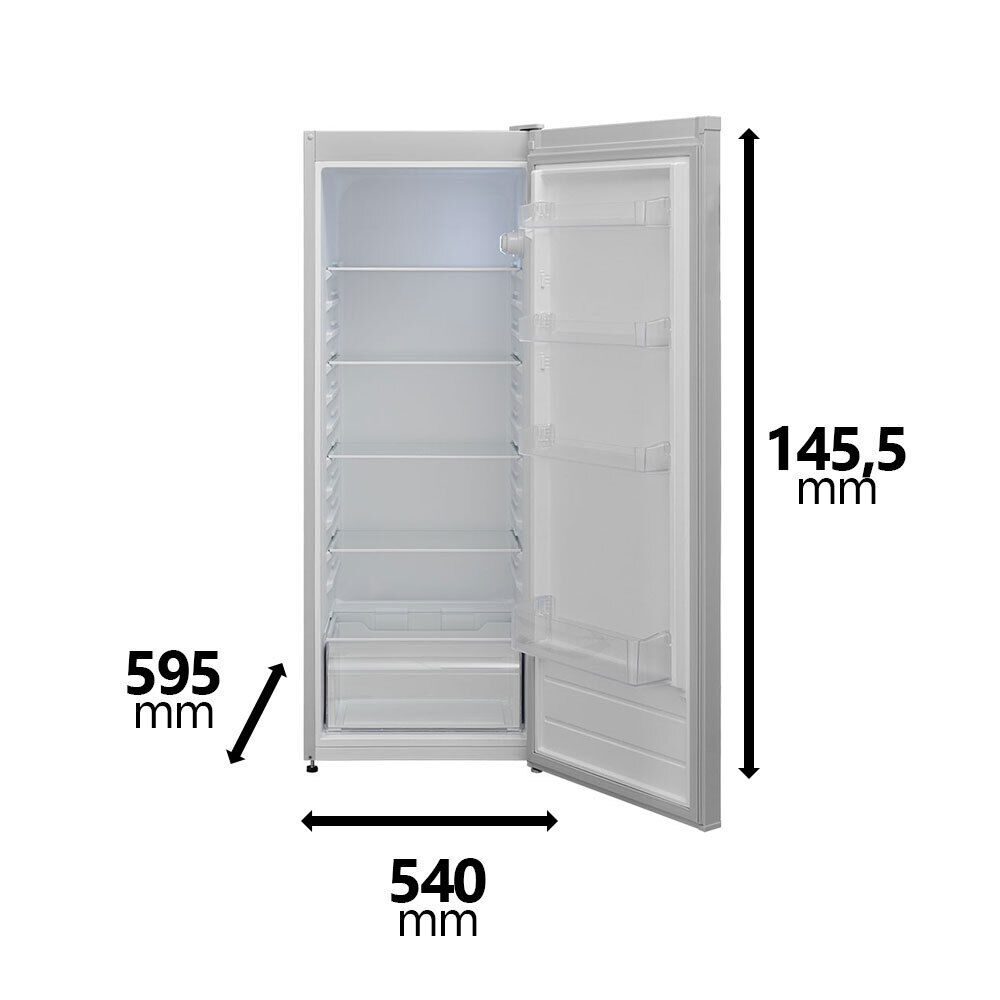 aruh_vertrieb Kühlschrank freistehend 255L Vollraum Silber Stand ohne Gefrierfach LED 145,5cm 50% Rabatt für begrenzte Zeit