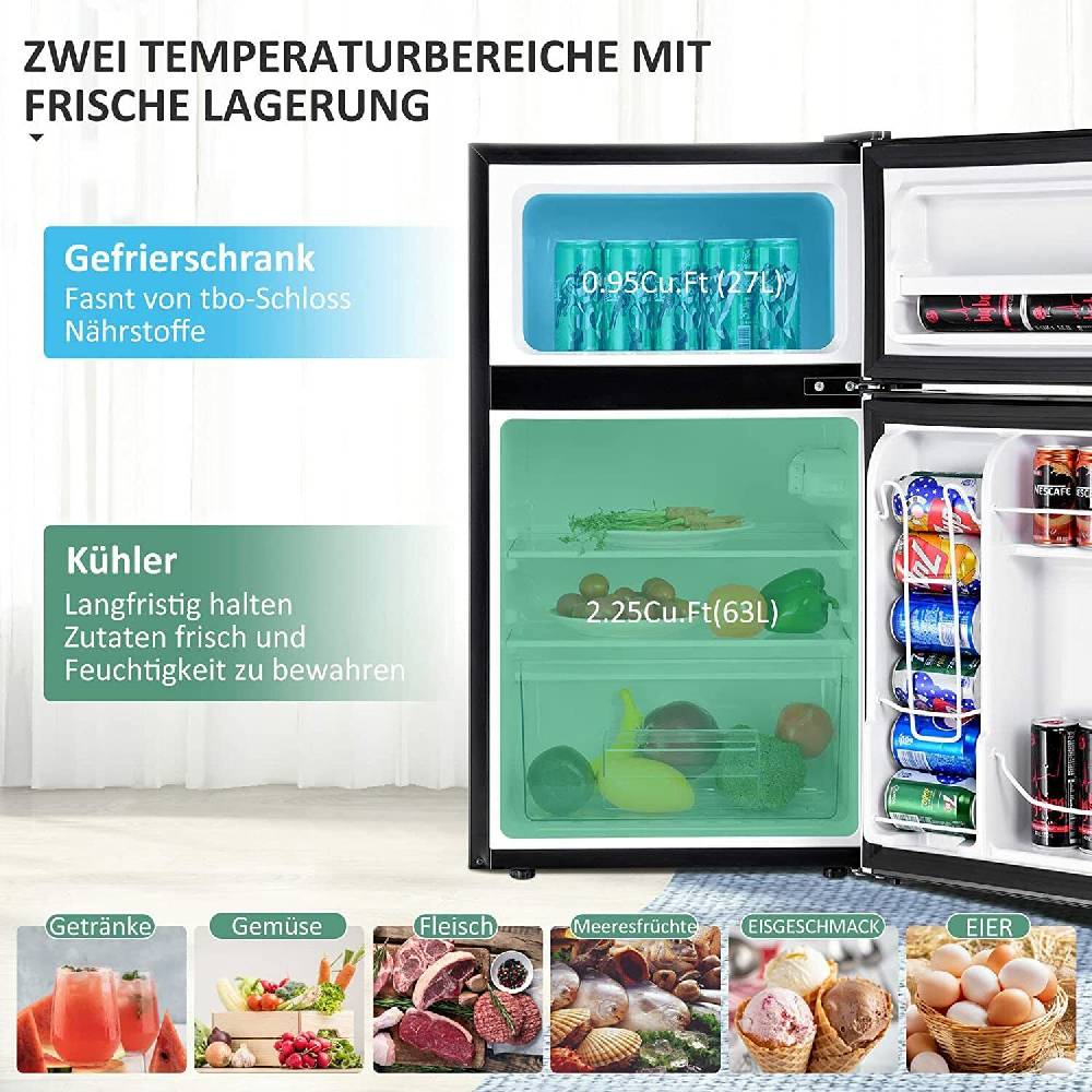justonline154 mini Kühlschrank 90L mit Gefrierfach Kühler Kühlbox Tischkühlschrank -15℃ 2025