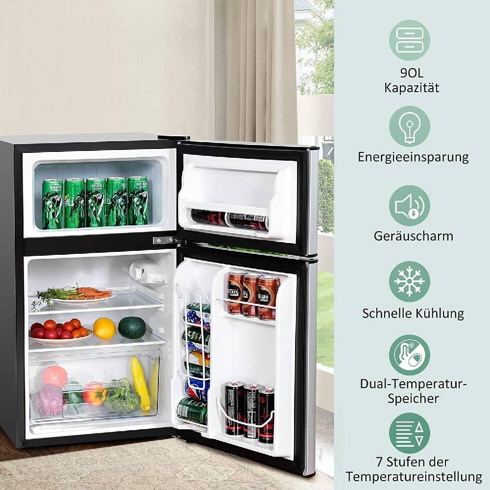 justonline154 mini Kühlschrank 90L mit Gefrierfach Kühler Kühlbox Tischkühlschrank -15℃ 2025