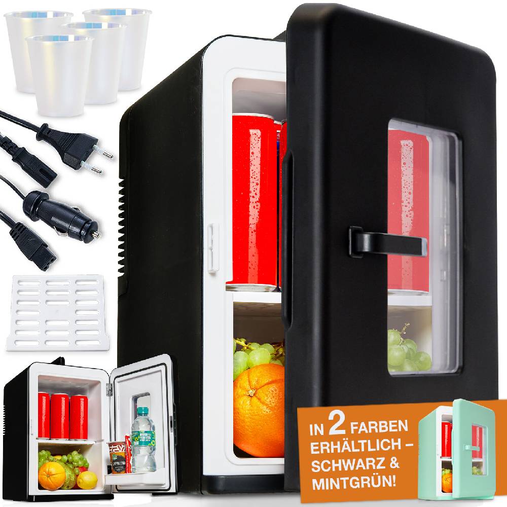 HECHT DEUTSCHLAND TOM® Mini Kühlschrank 15Liter Glastür Kühl Box Auto Bar Gefrier Schrank Camping