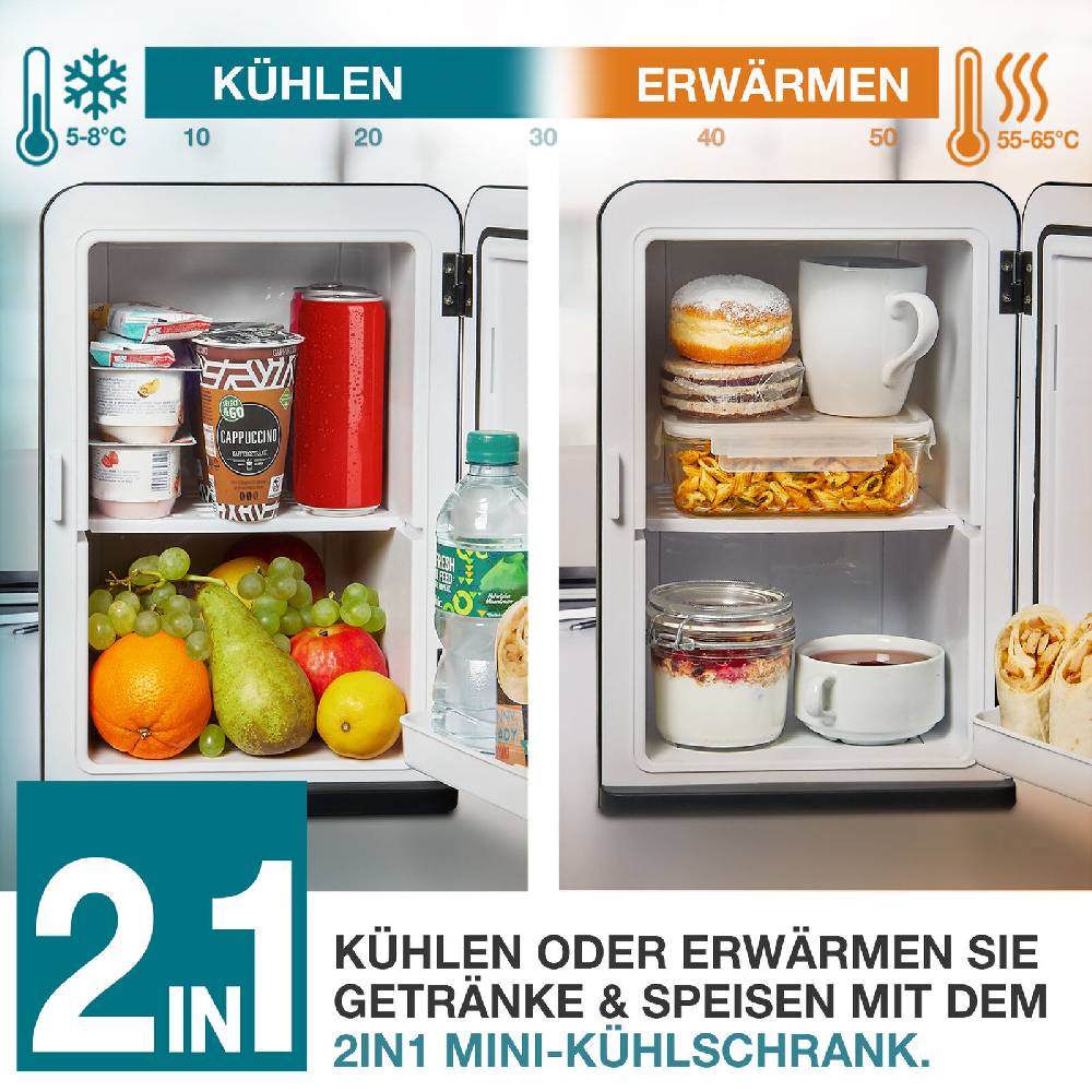 HECHT DEUTSCHLAND TOM® Mini Kühlschrank 15Liter Glastür Kühl Box Auto Bar Gefrier Schrank Camping Angebote