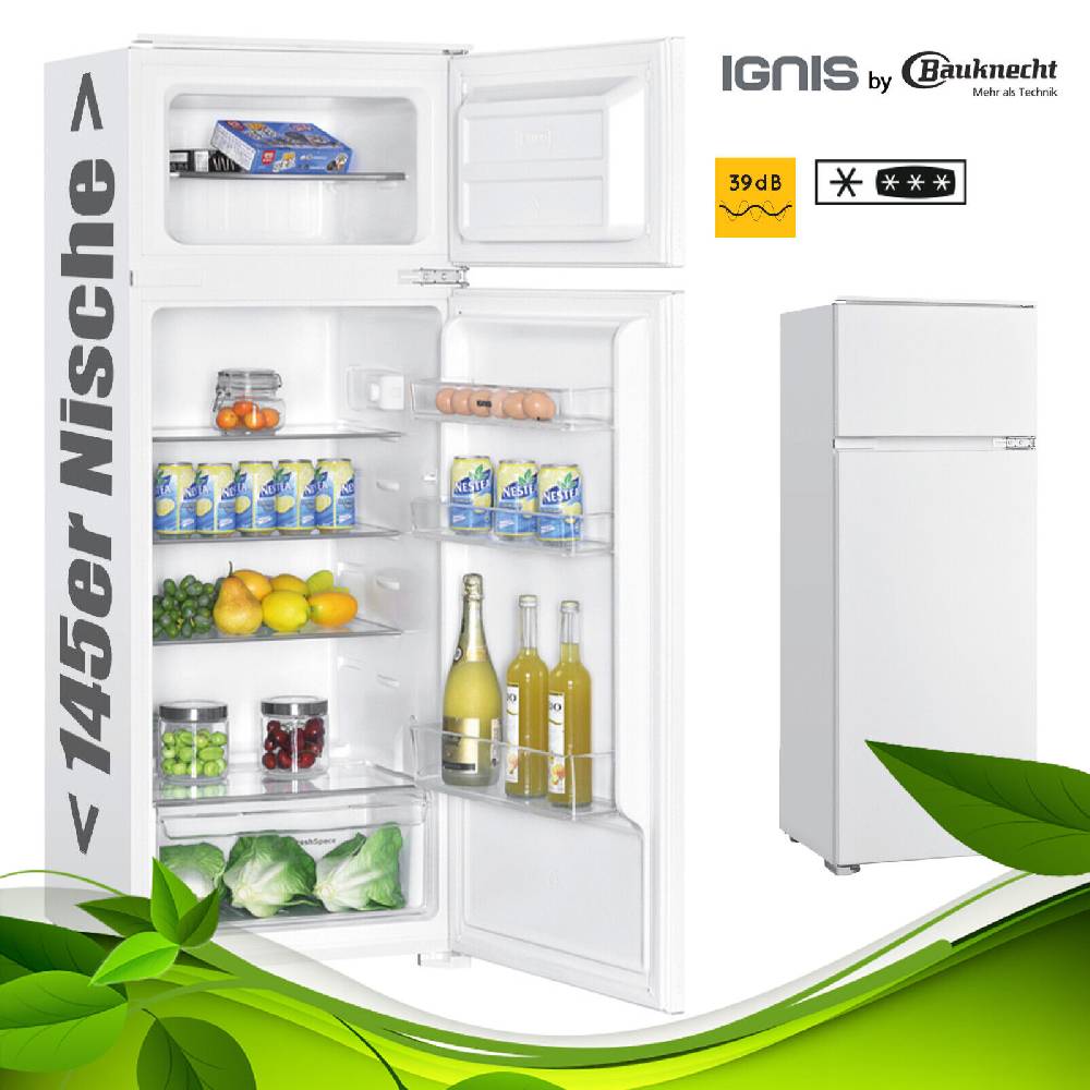 aruh_vertrieb Kühl Gefrierkombination Einbau 145 cm Nischenhöhe Schlepptürmontage 205 L Ignis