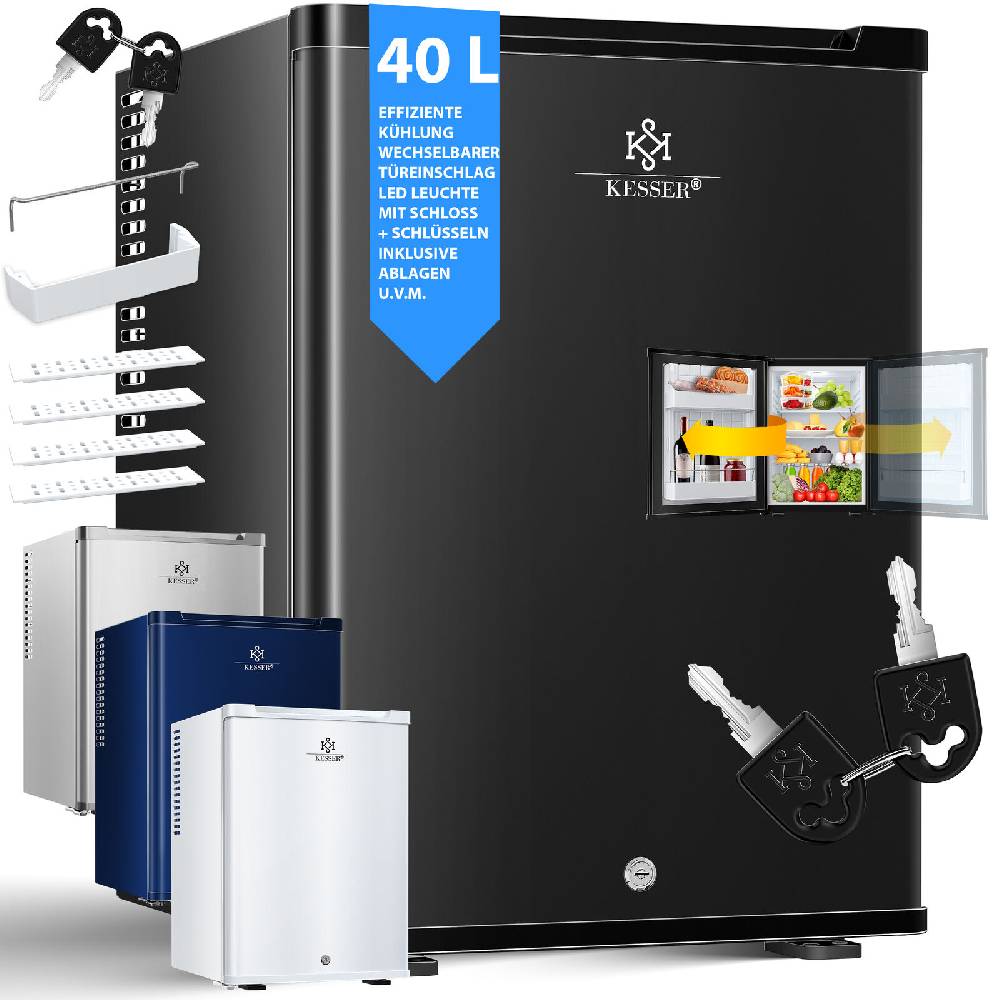 wmk-shop24 KESSER® Mini Kühlschrank mit Schloss Minikühlschrank 40L Minibar Hotel Leise