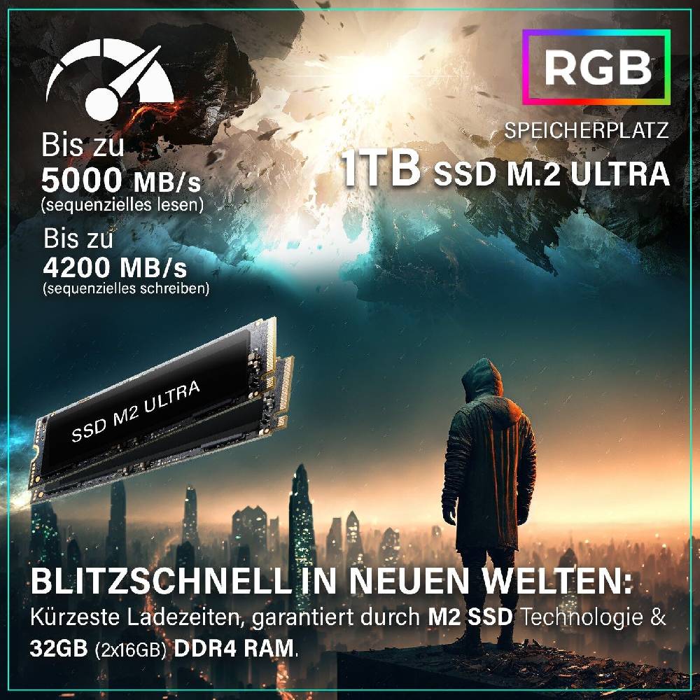 Smart7ONLINE High End Gaming PC 5,30GHz i9 Nvidia Geforce RTX 4070 32GB 1TB SSD WIN11 PRO Letzte 2 Tage