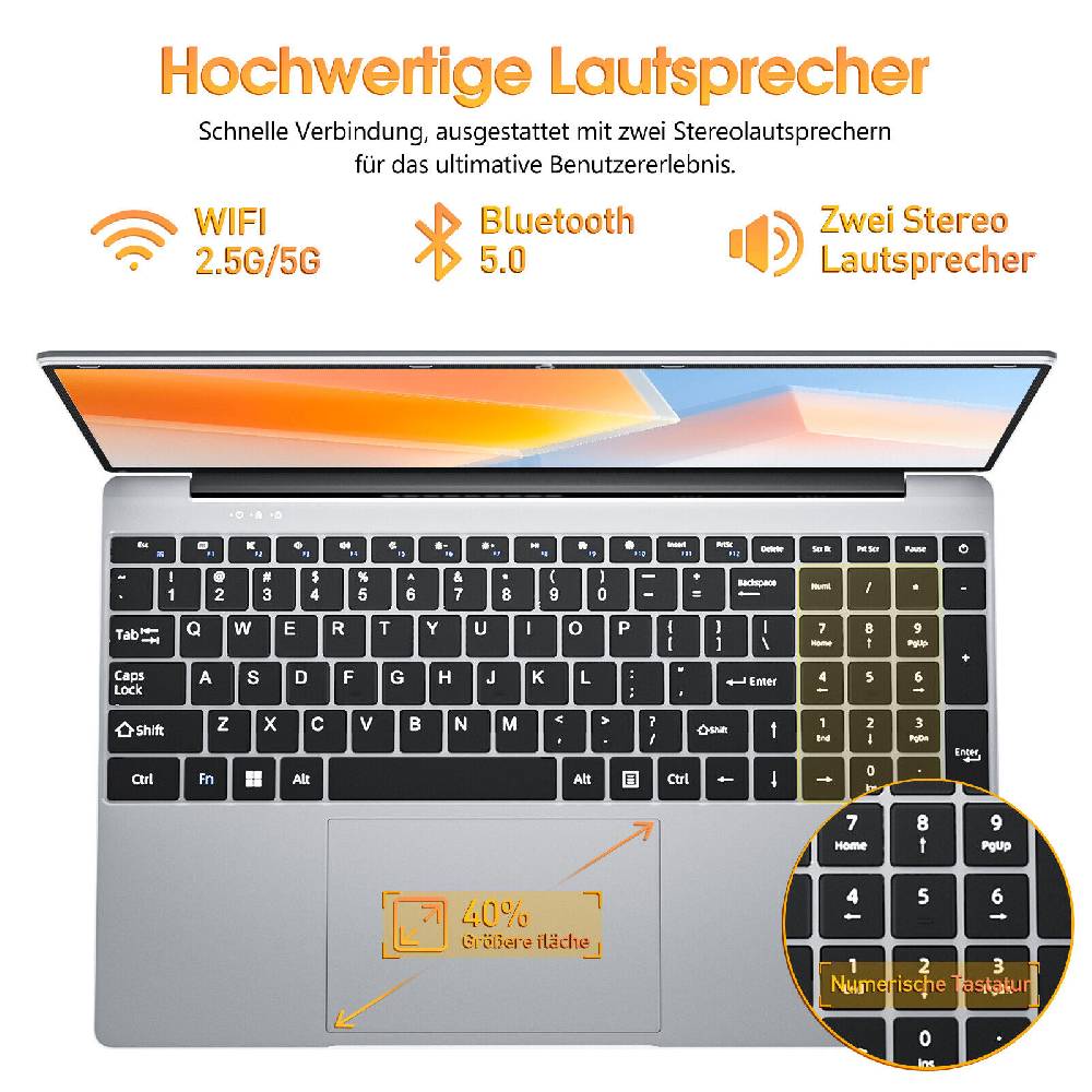 sgin-official-store-deutschland SGIN 15.6 Zoll Laptop 4GB DDR4 RAM 512GB SSD Notebook USB3.2 Mini HDMI Sliver Sonderangebot