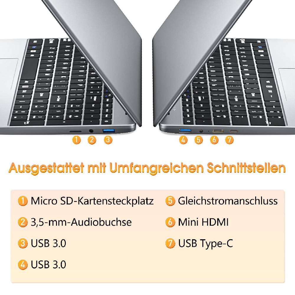 sgin-official-store-deutschland SGIN 15.6 Zoll Laptop 4GB DDR4 RAM 512GB SSD Notebook USB3.2 Mini HDMI Sliver Versandkostenfrei