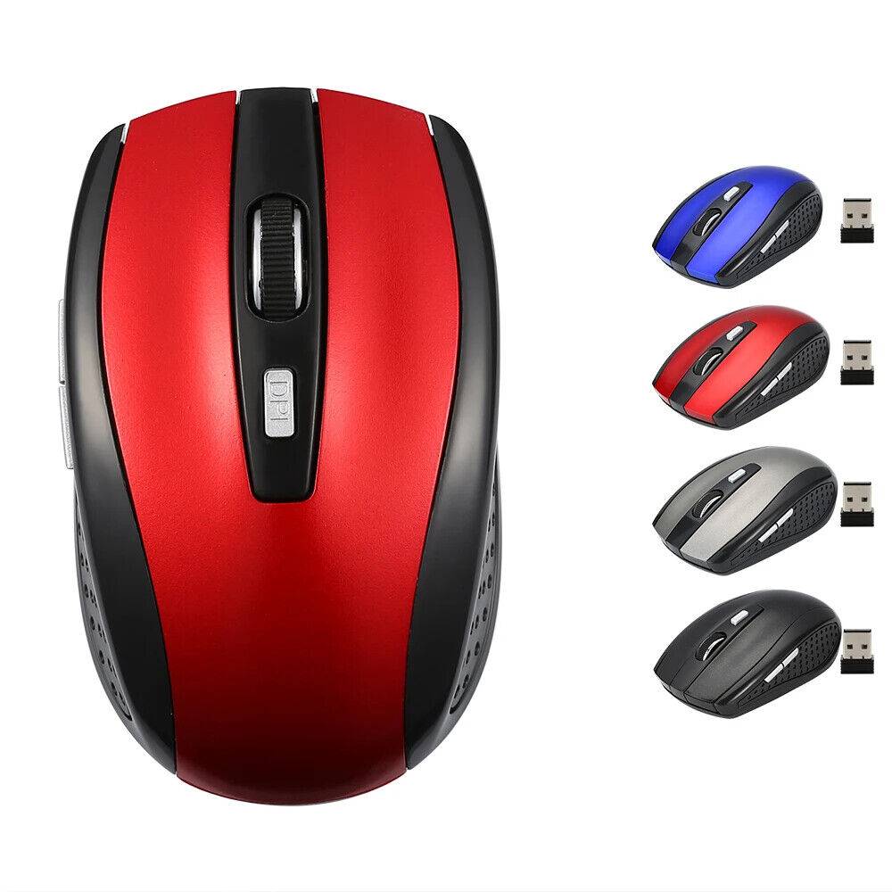 ADAH1318 Funk Maus Büro Kabellos Wireless Mouse Für PC Laptop Schwarz Grau Rot Blau USB
