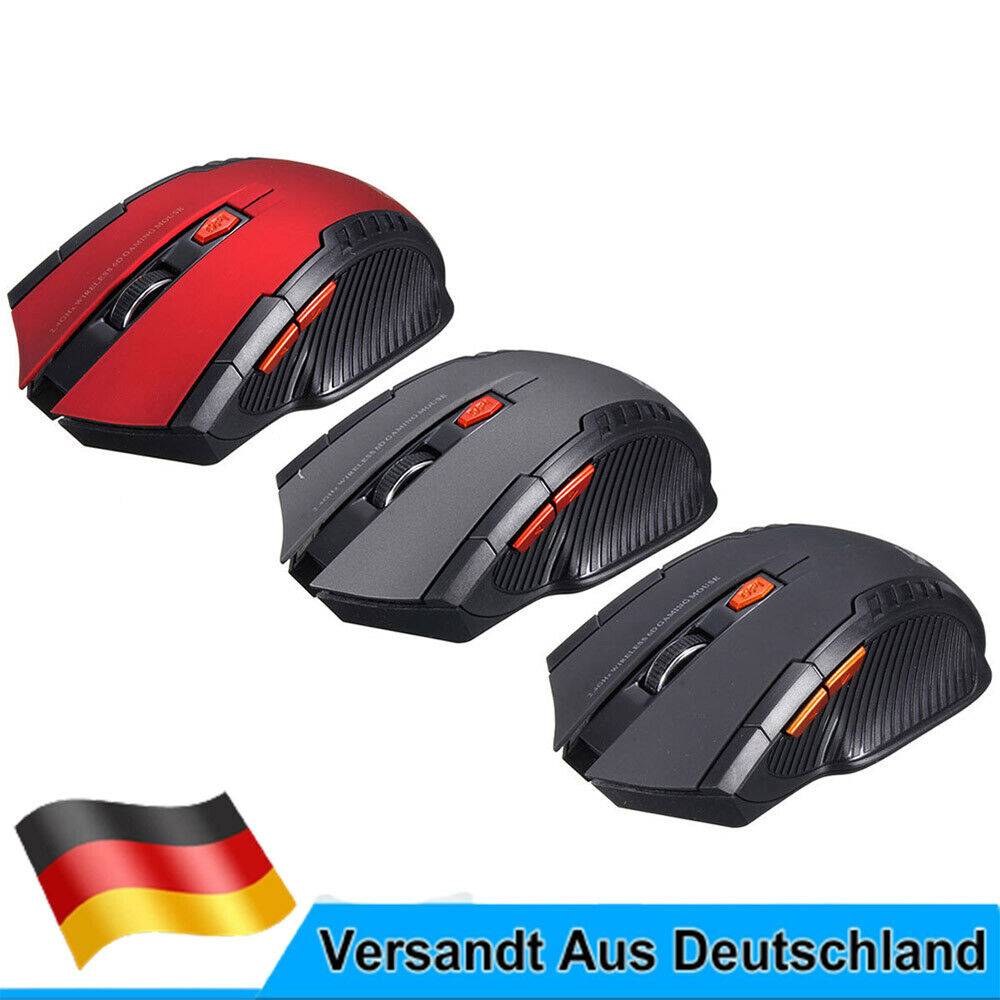 tinysunhope Funk Maus Gaming Kabellos Wireless Mouse Für PC Laptop Schwarz Grau Rot Blau USB