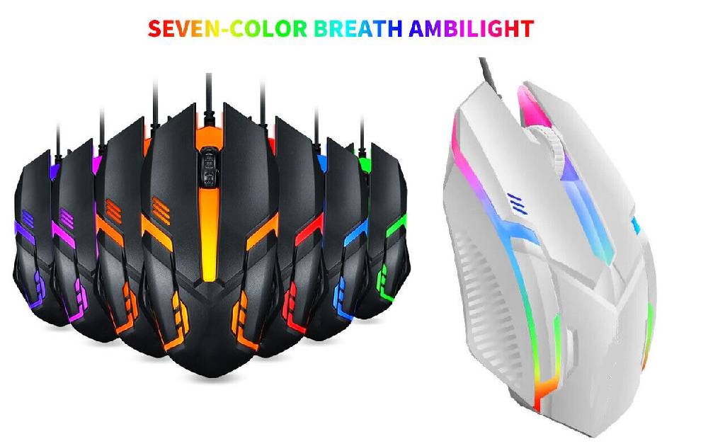 ADAH1318 Gaming Maus LED USB Kabelgebunden Farbwechsel Ergonomisch Optical Gamer Mouse PC