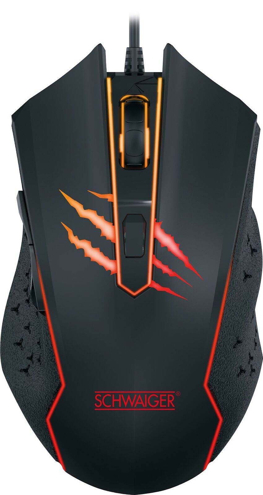 SCHWAIGER GmbH Computer Maus 6 Tasten PC kabelgebunden USB Gaming Gamer LED RGB 3600dpi schwarz