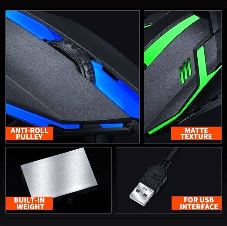 EpicStoreUG Computer Maus PC kabelgebunden USB Gaming Gamer LED RGB 1200 DPI schwarz Bis zu 50% Rabatt