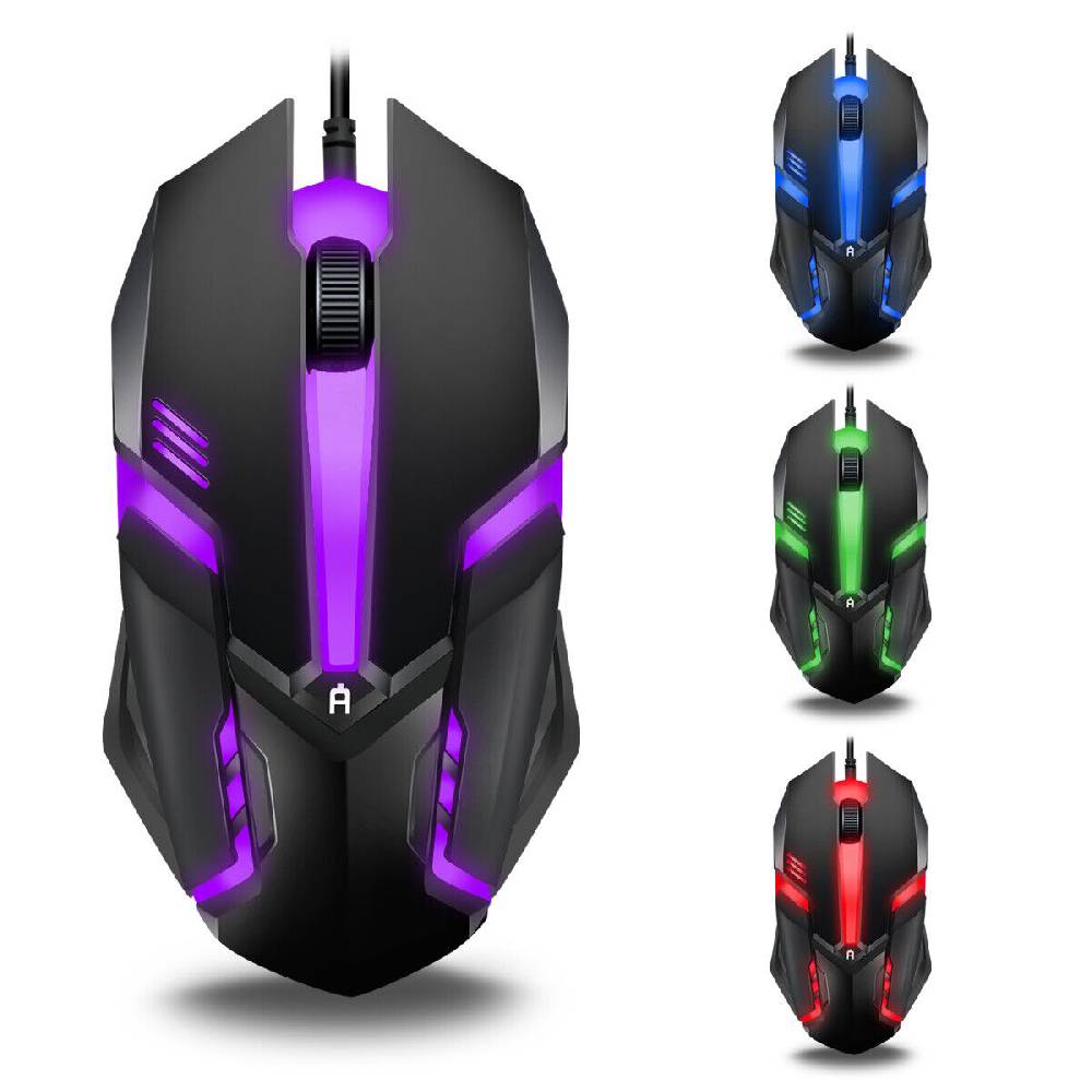 mulisoft de Gaming Maus Optische USB Gamer Mouse 2400DPI Beleuchtet PC Computer Ergonomic
