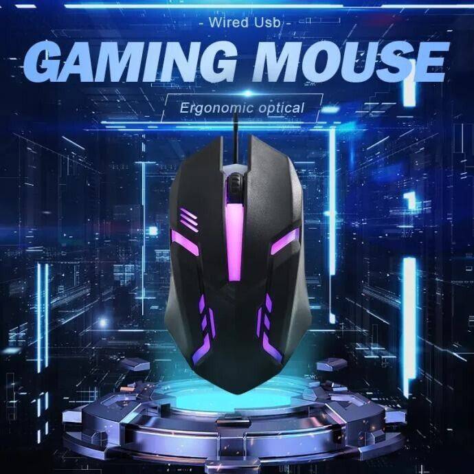EpicStoreUG Computer Maus PC kabelgebunden USB Gaming Gamer LED RGB 1200 DPI schwarz Nur noch ein Tag übrig