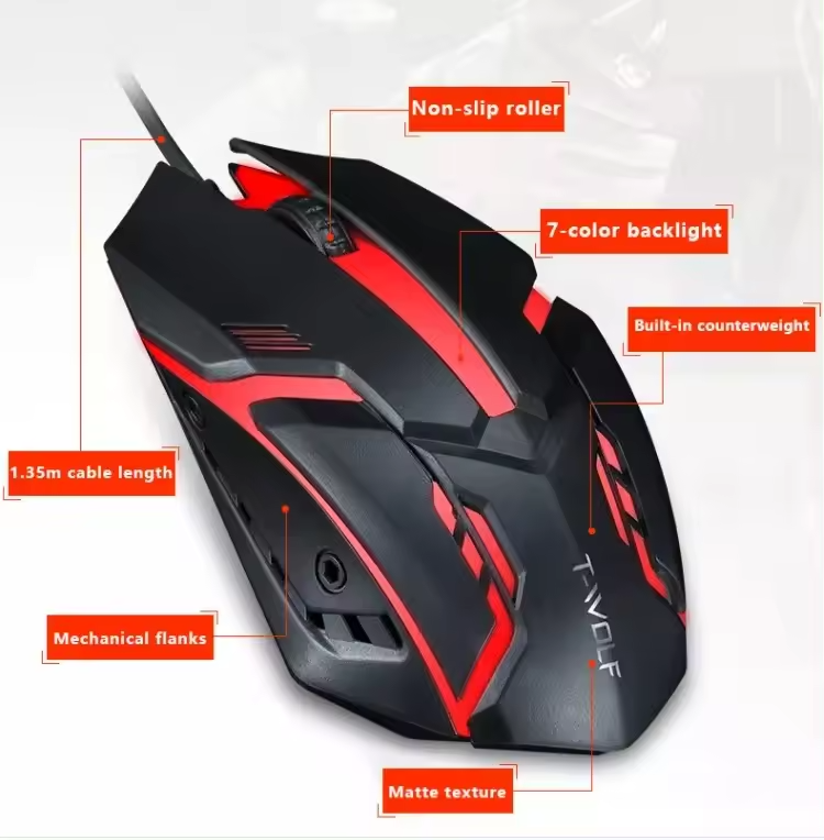 EpicStoreUG Computer Maus PC kabelgebunden USB Gaming Gamer LED RGB 1200 DPI schwarz Nur noch ein Tag übrig