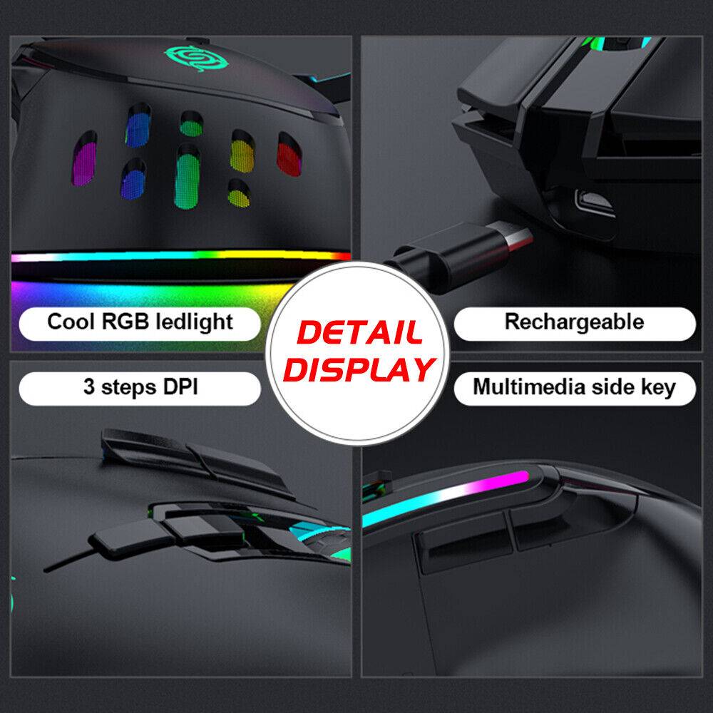 Ultrongo Funk Maus Gaming Kabellos Wireless Mouse Für PC Laptop RGB Schwarz Weiß USB Auslauf