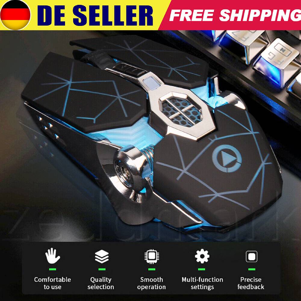 gcdealnew Gaming Maus USB Gamer Mouse PC Wireless Maus Notebook Laptop LED 2.4GHz 1800DPI