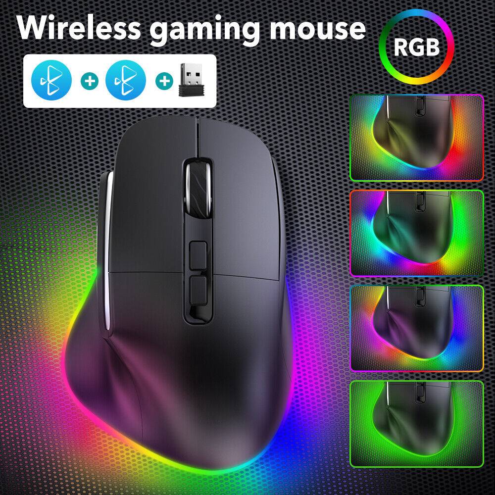 Couradae PC Gaming Maus Kabellos USB RGB LED Wireless Mouse For Computer Notebook Laptop