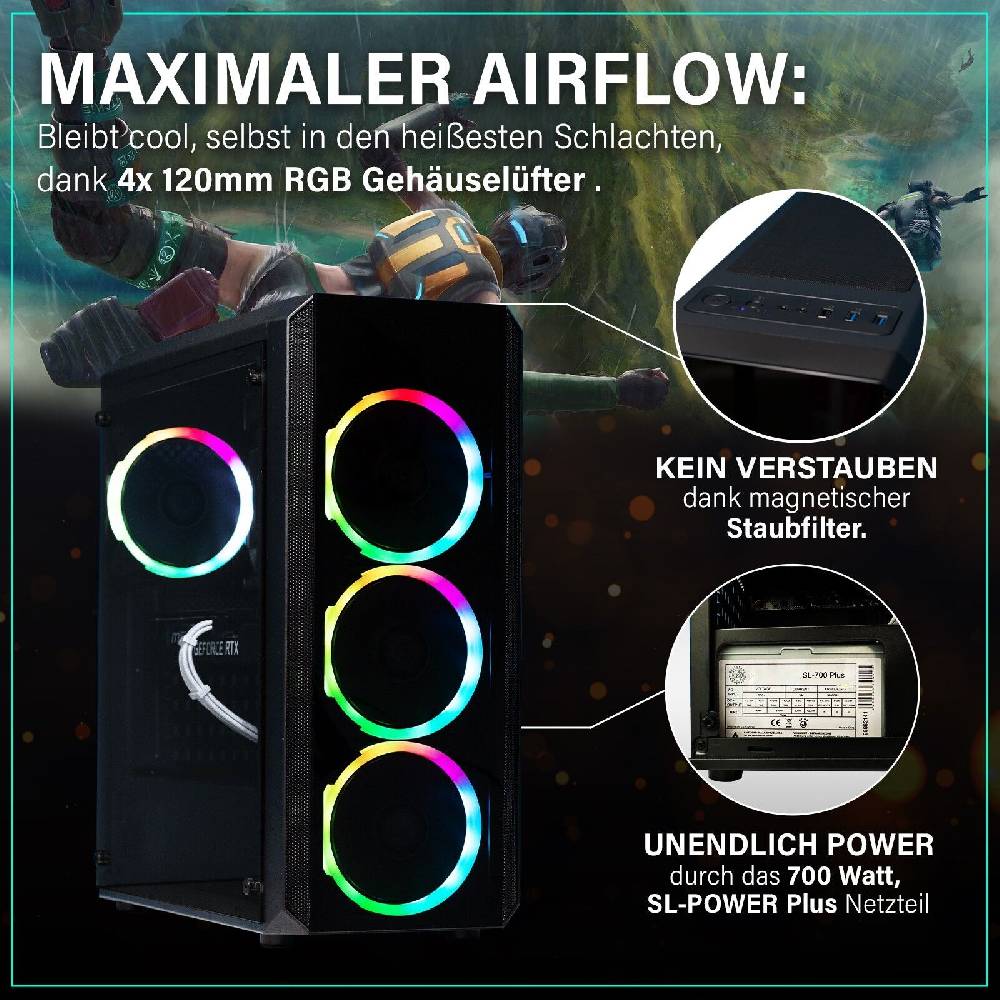 Smart7ONLINE High End Gaming PC 5,30GHz i9 Nvidia Geforce RTX 4070 32GB 1TB SSD WIN11 PRO Bis zu 60% Rabatt
