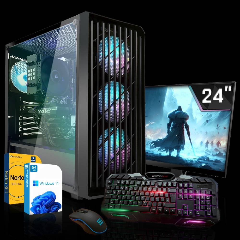 systemtreff Basic Gaming PC Set•AMD Ryzen 5 PRO 4650G•8GB Ram•256GB NVMe•24 Zoll TFT