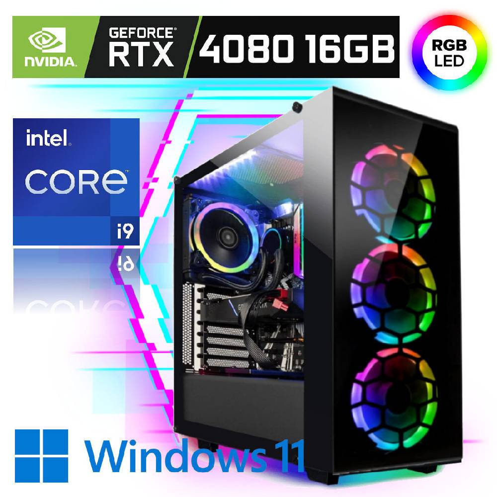 meinpc Gaming PC Gamer Sets Gamer PC Intel Core i9 14900K 24x 6.0 GHz 64GB RAM Geforce RTX 4080 16GB Gaming