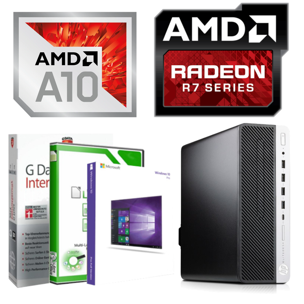 exo-gaming HP Mini PC AMD A10-9700 4x3.8GHz 16GB DDR4 1TB SSD Radeon R7 Windows 10 Computer