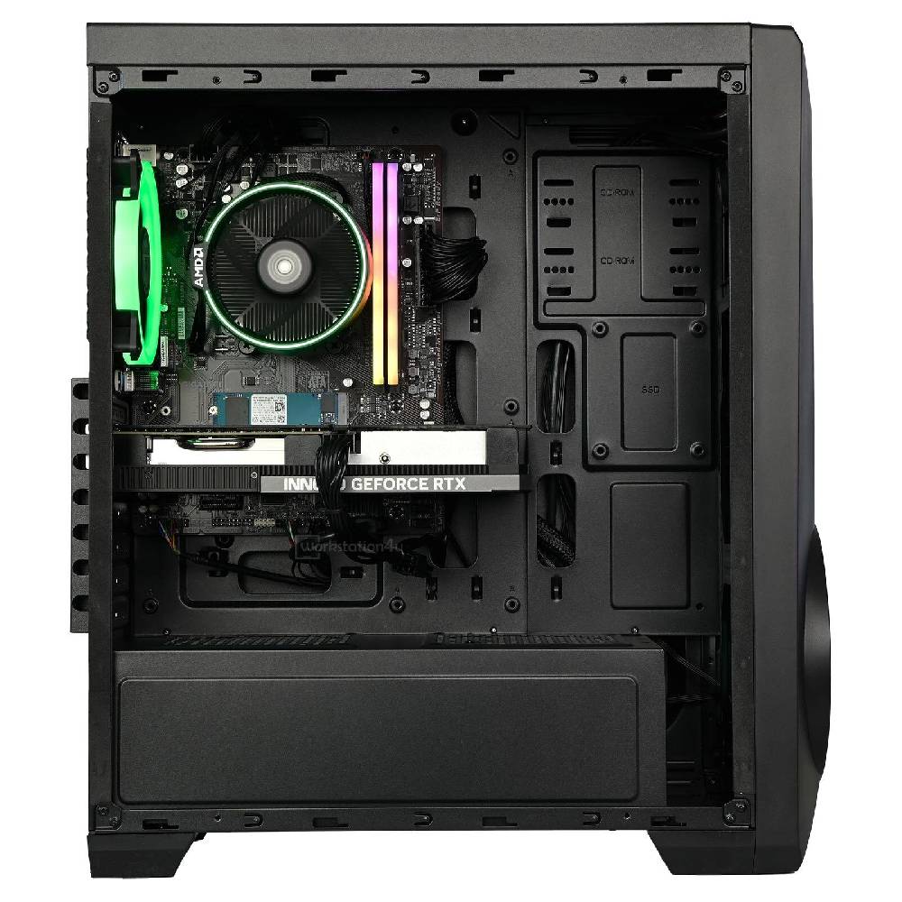 Workstation4u Gaming PC AMD Ryzen 5 6x 3,7GHz, RTX 4060 Ti, 16GB RGB RAM, 500GB SSD Windows 11 Black Friday