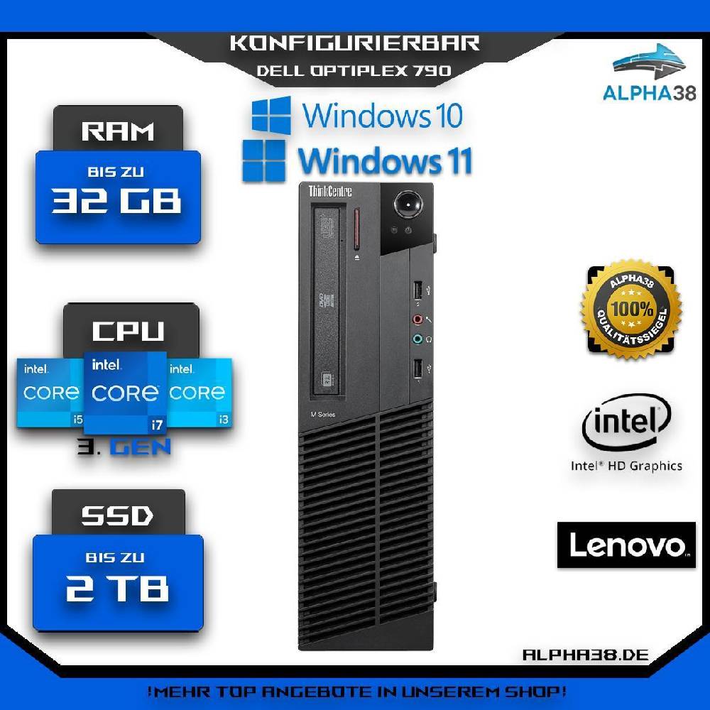 Alpha38 Lenovo ThinkCentre M82 SFF | Windows 11 / 10 PRO | Bis i7 - 32 GB RAM - 2 TB SSD