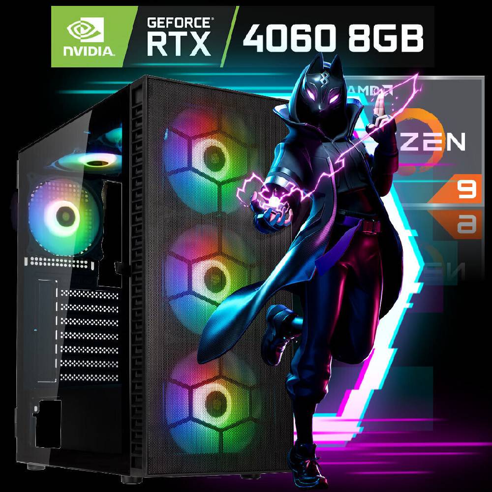 meinpc Gaming PC Gamer Sets Gaming PC AMD Ryzen 9 5900X 12x 4.8 GHz GeForce RTX 4060 8GB 32GB Ram WiFi Gamer