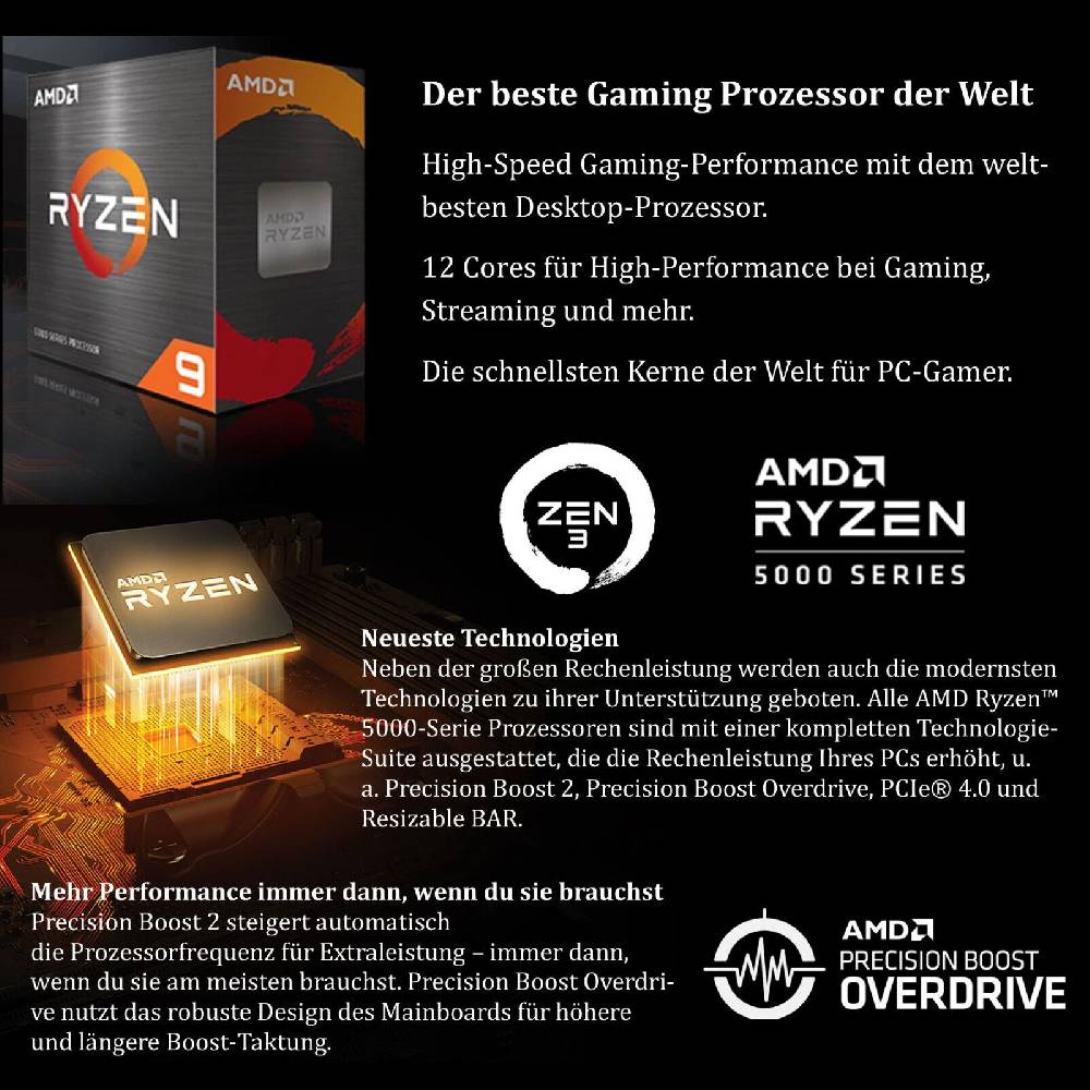 meinpc Gaming PC Gamer Sets Gaming PC AMD Ryzen 9 5900X 12x 4.8 GHz GeForce RTX 4060 8GB 32GB Ram WiFi Gamer Neuheiten