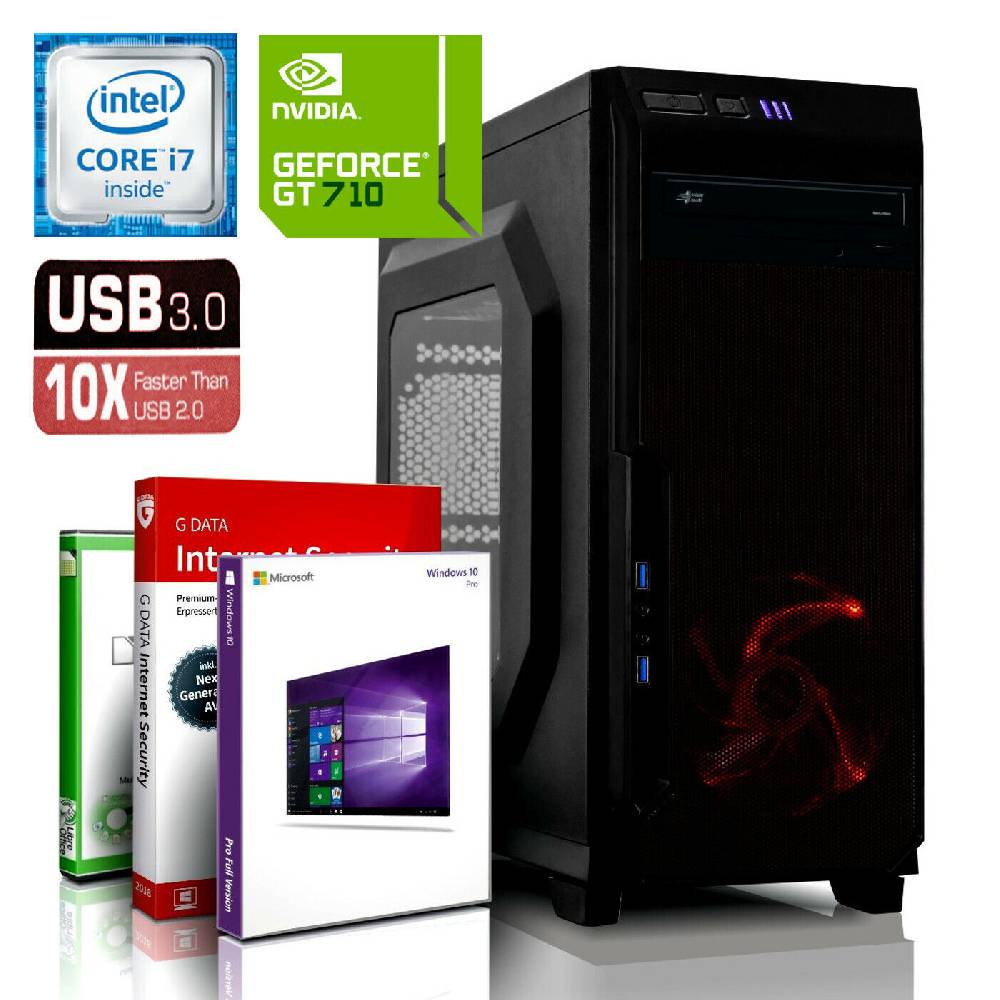 exo-gaming Gaming PC Computer Intel i7 920 - GeForce GT 710 - Win10 - 8GB - 500GB Rechner