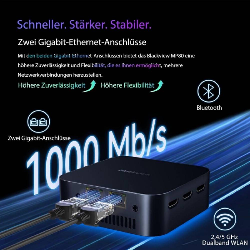 Blackview Global Official Blackview MP80 Mini PC Intel N97 16GB 512GB/1TB 4K UHD Mini Desktop Pc 3,6 GHz Clearance-Verkauf