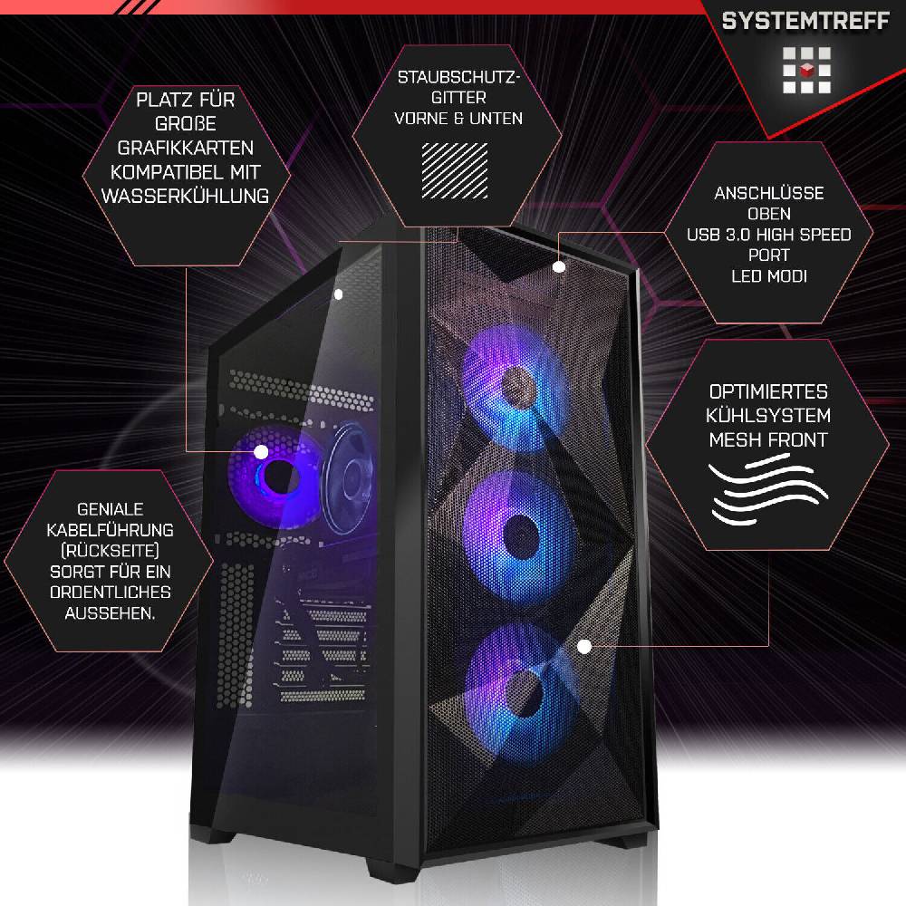 systemtreff Gaming PC•Ryzen 7 8700F•4070 Super 12GB•32GB-6000 CL30 Kingston FURY•1TB NVMe Zeitbegrenzte Promotion