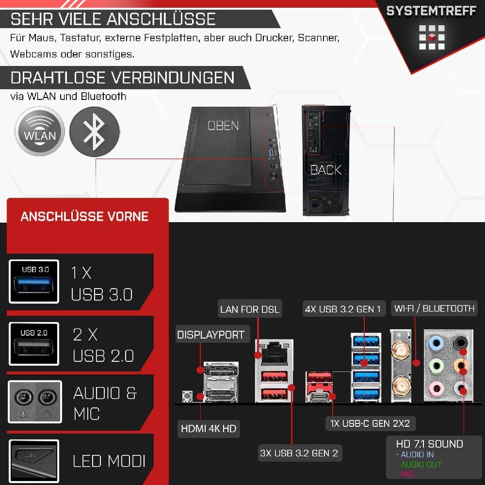 systemtreff Gaming PC•Ryzen 7 8700F•4070 Super 12GB•32GB-6000 CL30 Kingston FURY•1TB NVMe Zeitbegrenzte Promotion