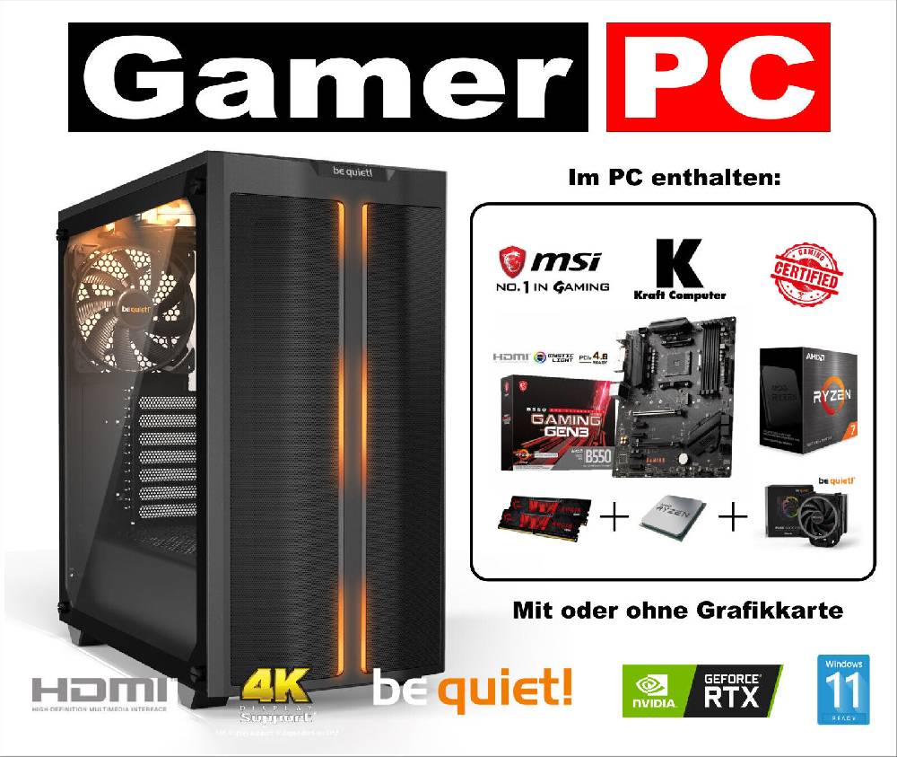 kraftcomputer MSI Gamer PC Ryzen 9 5900X (12x4,8GHz)+MSI B550 GAMING +32GB DDR4 +1TB +RTX4060