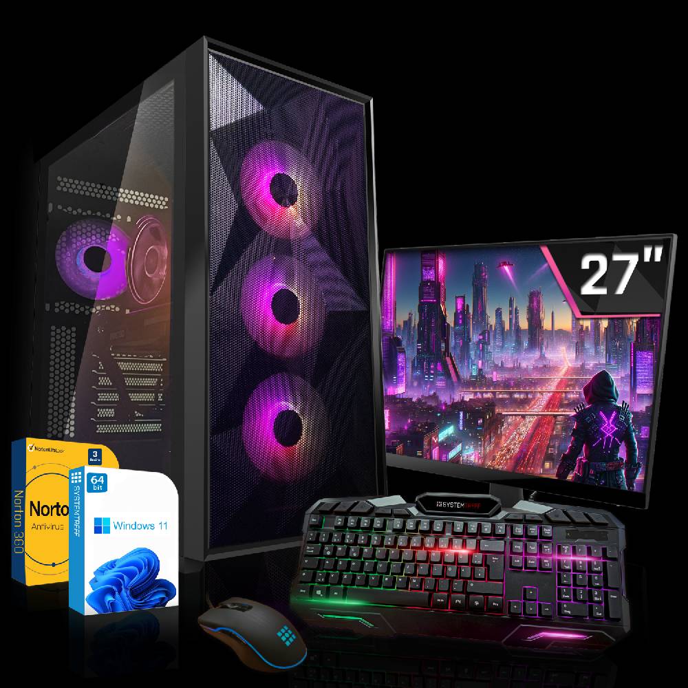 systemtreff Gaming PC Set•i5-12400F•4060 8GB•16GB DDR4 3600MHz•1TB NVMe•27 Zoll TFT