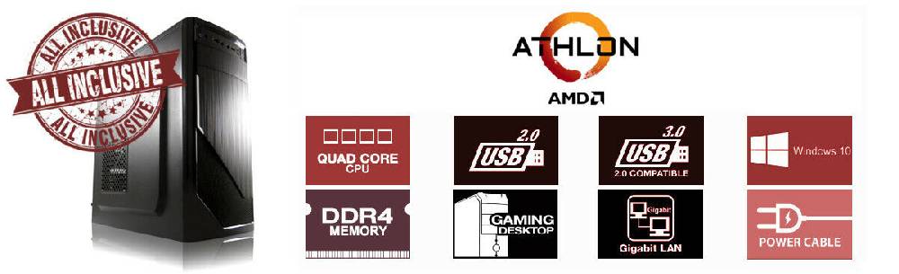 exo-gaming EXO GAMING PC AMD X4 950 Quad 8GB DDR4 500GB HDD GT 710 2GB Windows 10 Computer Saisonale Angebote