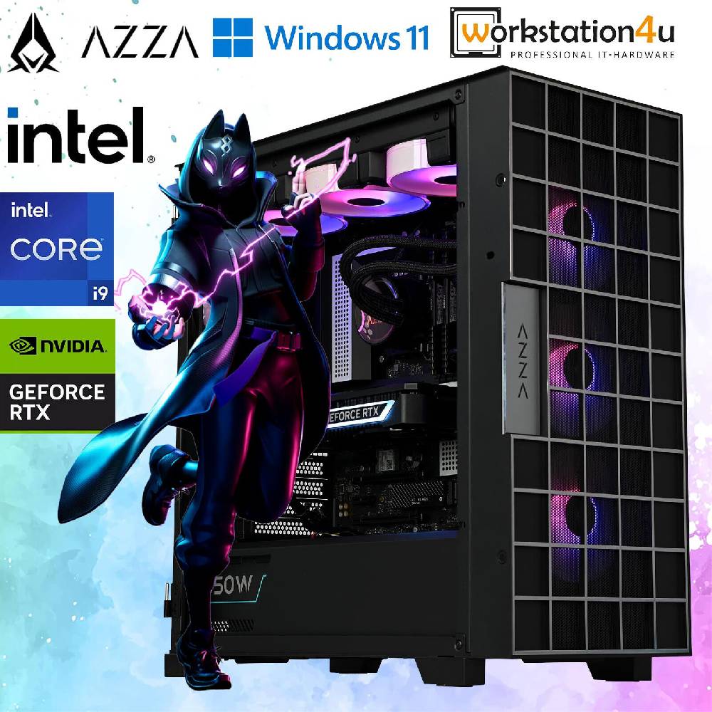 Workstation4u RGB Gaming PC - Intel Core i9-11900K, RTX 4060, 32GB RAM, 2TB SSD, WaKü, Win11