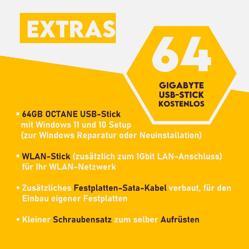 Octane-Systems Store Gaming PC: RTX 4060 32GB RAM i5/i7 bis 7TB Speicher, Windows 11 Pro, WLAN Sonderangebot der Fabrik