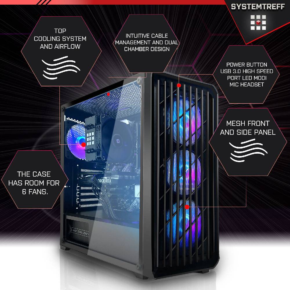 systemtreff Basic Gamer PC Set•AMD Ryzen 5 PRO 4650G•8GB Ram•256GB SSD•24 Zoll TFT Online