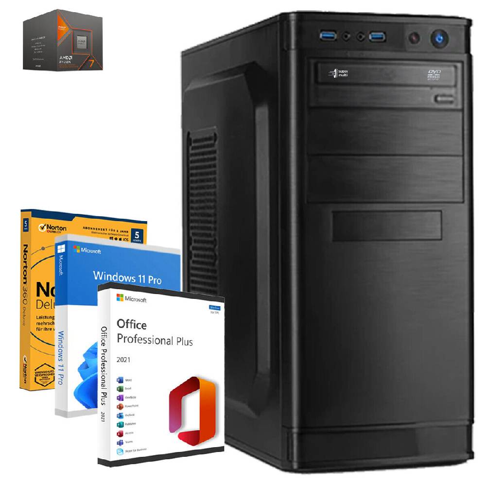 IT-Hardpulse Büro PC Windows 11 Office 21 Ryzen 7 8700G 8x 5,1GHz 250GB SSD 32GB RAM