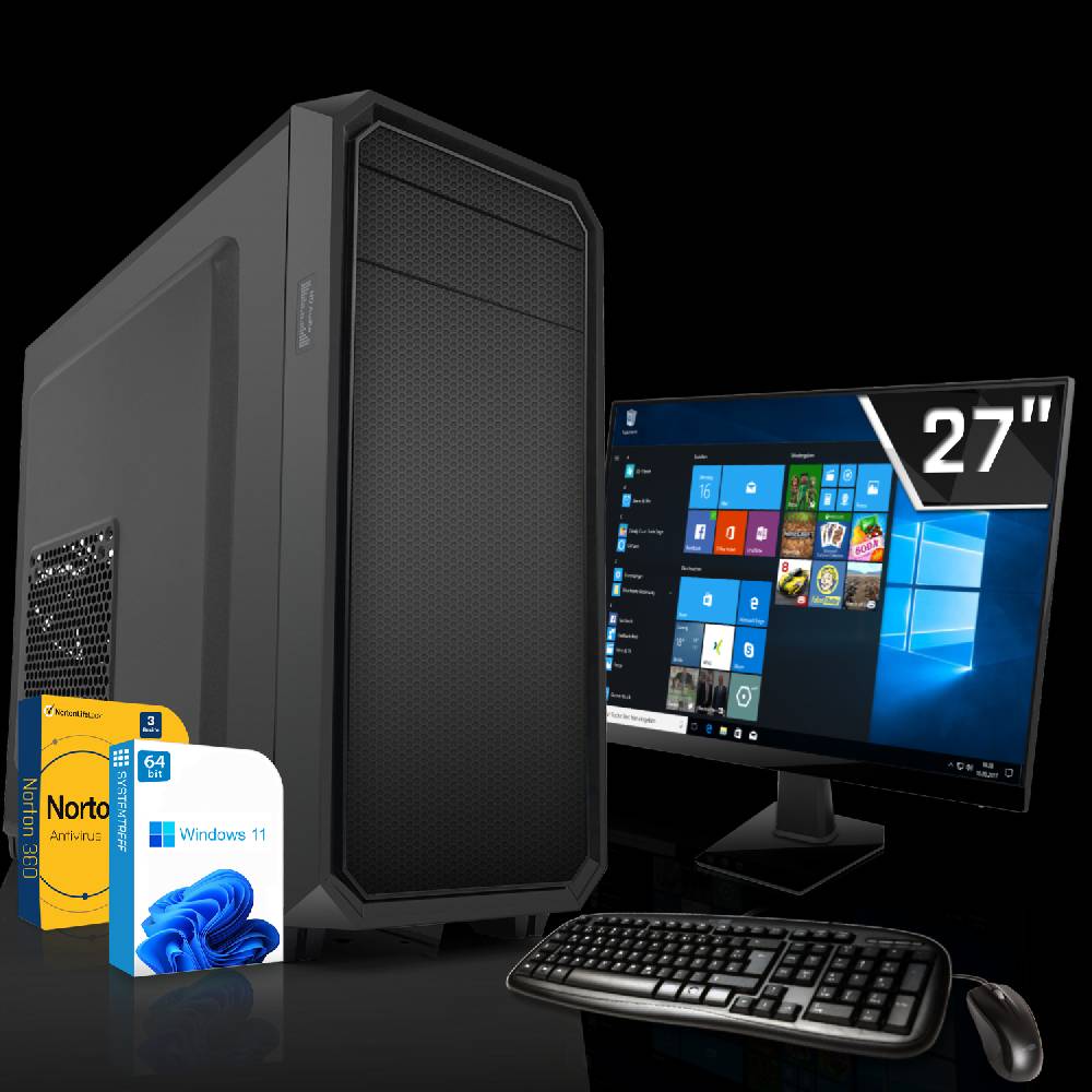 systemtreff Office Komplett Set PC•Ryzen 5 PRO 4650G•16GB Ram•256GB SSD+500GB HDD•27 Zoll