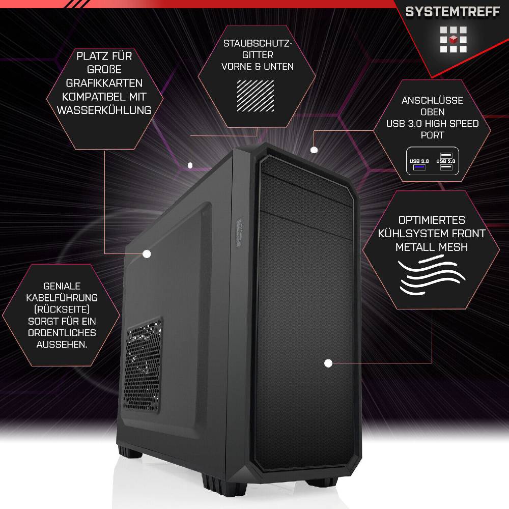 systemtreff Office Komplett Set PC•Ryzen 5 PRO 4650G•16GB Ram•256GB SSD+500GB HDD•27 Zoll Exklusivangebot