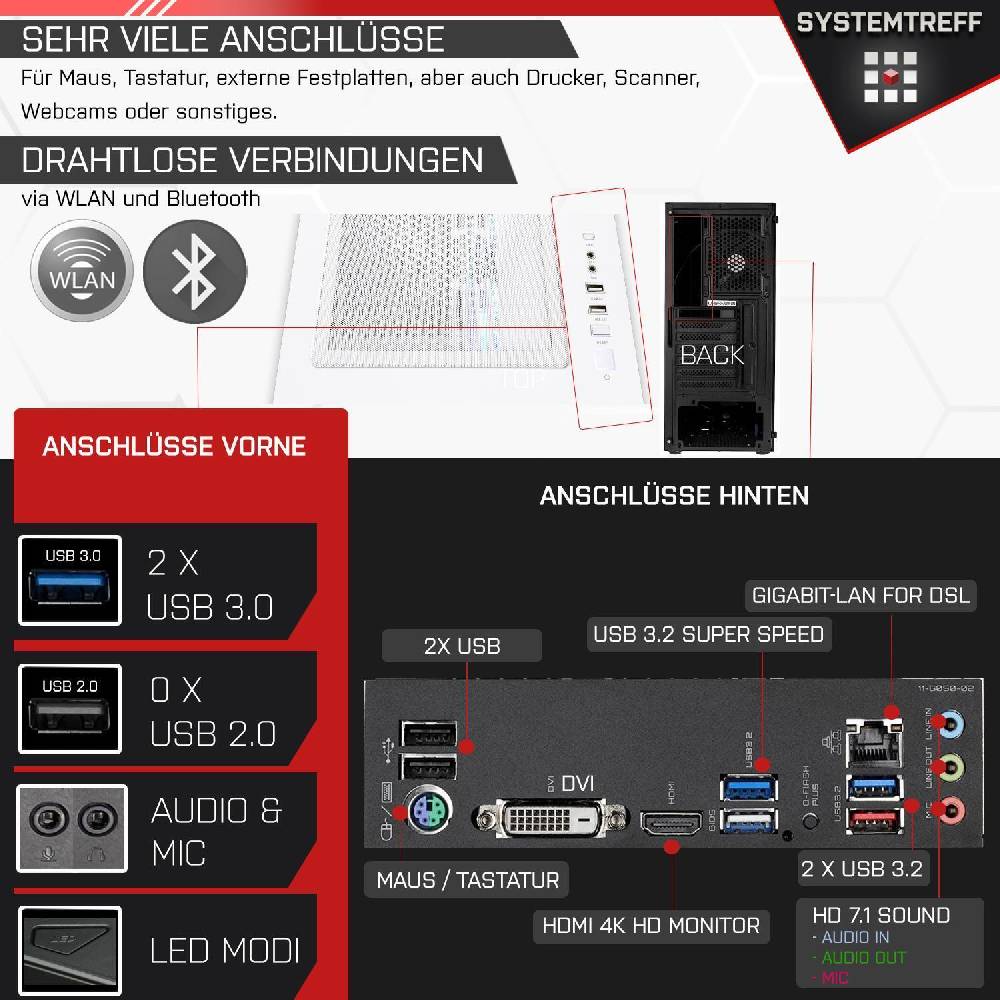 systemtreff Basic Gaming PC•Ryzen 7 5800X•Nvidia 3060 12GB•32GB DDR4 3600MHz•1TB NVMe JETZT KAUFEN