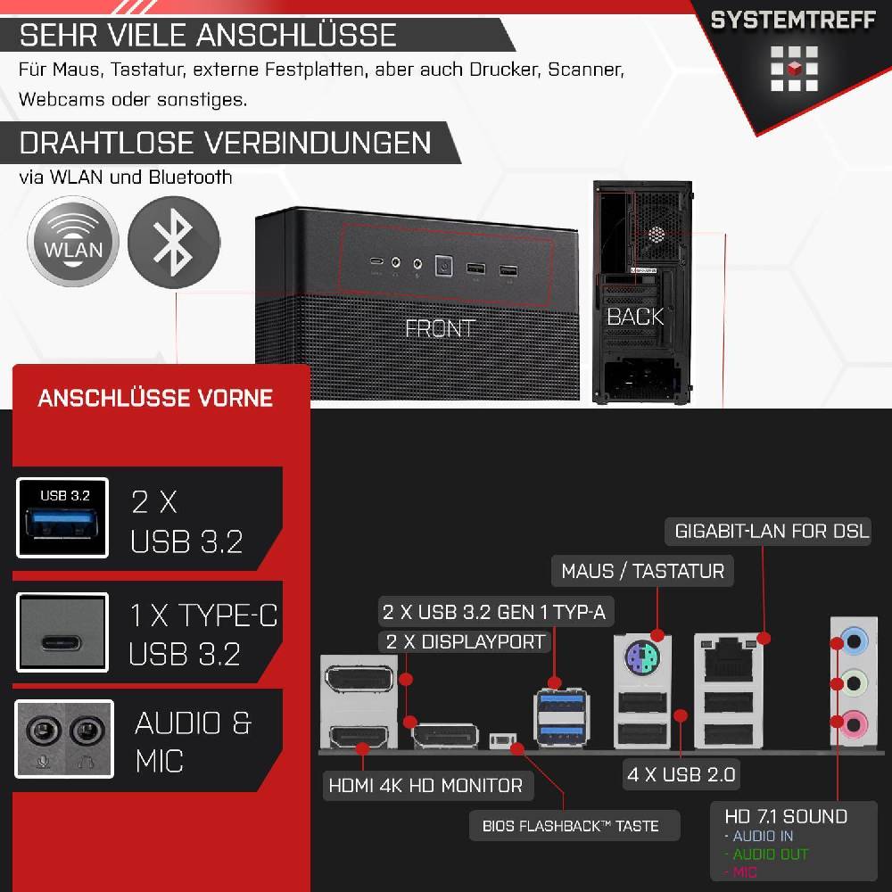 systemtreff Mini Gaming PC•Ryzen 5 7500F•4060 Ti 8GB•32GB-6000 CL30 Kingston FURY•1TB NVMe Online