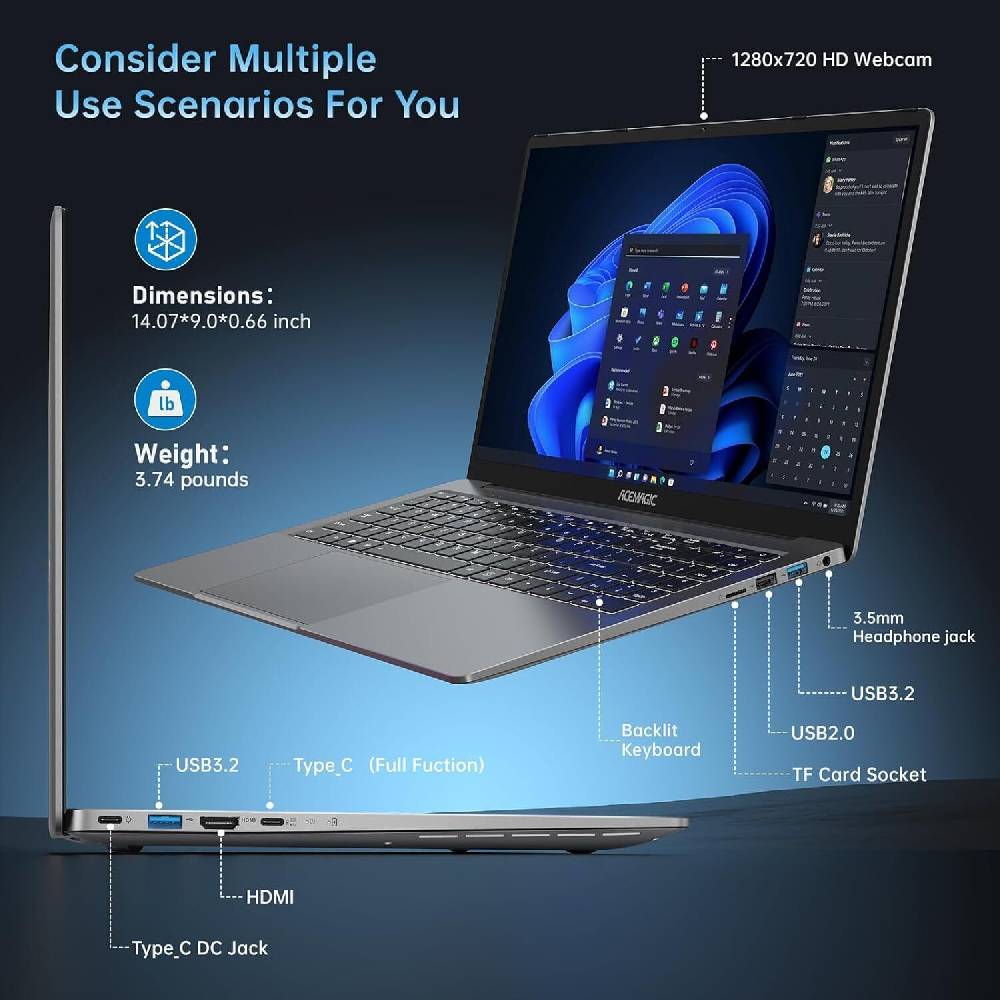 acemagic_deutschland ACEMAGIC 16.1" FHD Laptop AMD Ryzen 7 5700U 16GB DDR4 RAM 512GB SSD 5G/2.4G WIFI Weihnachtsangebot