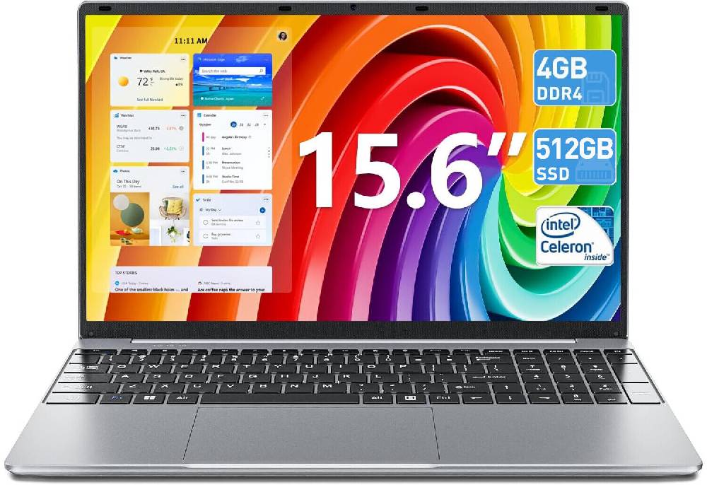 sgin-official-store-deutschland SGIN 15.6 Zoll Laptop 4GB DDR4 RAM 512GB SSD Notebook USB3.2 Mini HDMI Sliver