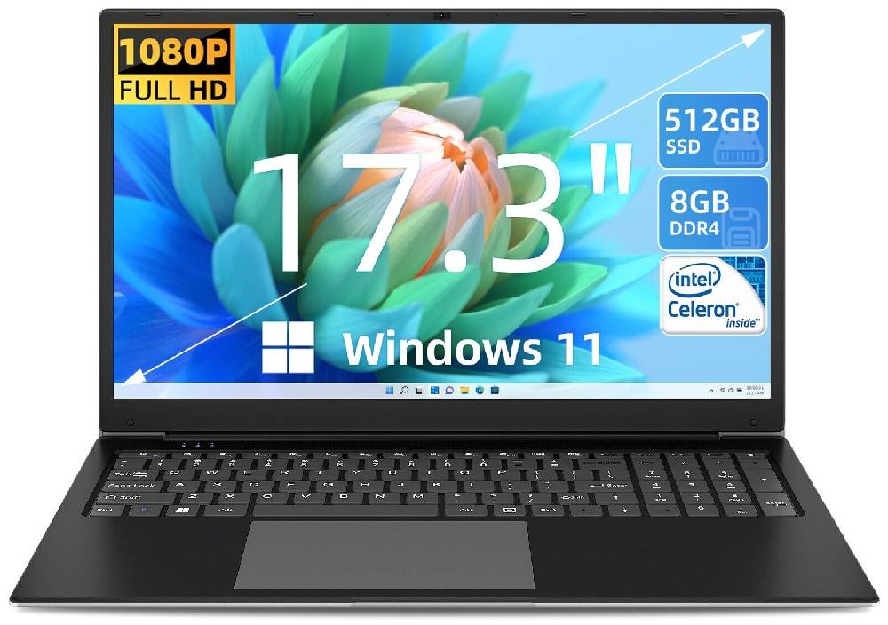 sgin-official-store-deutschland SGIN 17.3 Zoll HD Intel Celeron Laptop - 8GB Arbeitsspeicher - 512GB SSD - Natur