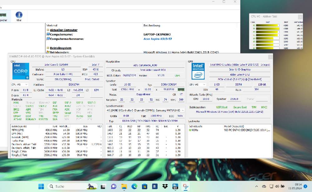 Herz-Tech-Shop Acer Aspire 5 A515-57-53QH - 16GB Ram, 512 GB SSD, Intel i5-12450H, Win 11 Bis zu 50% Rabatt